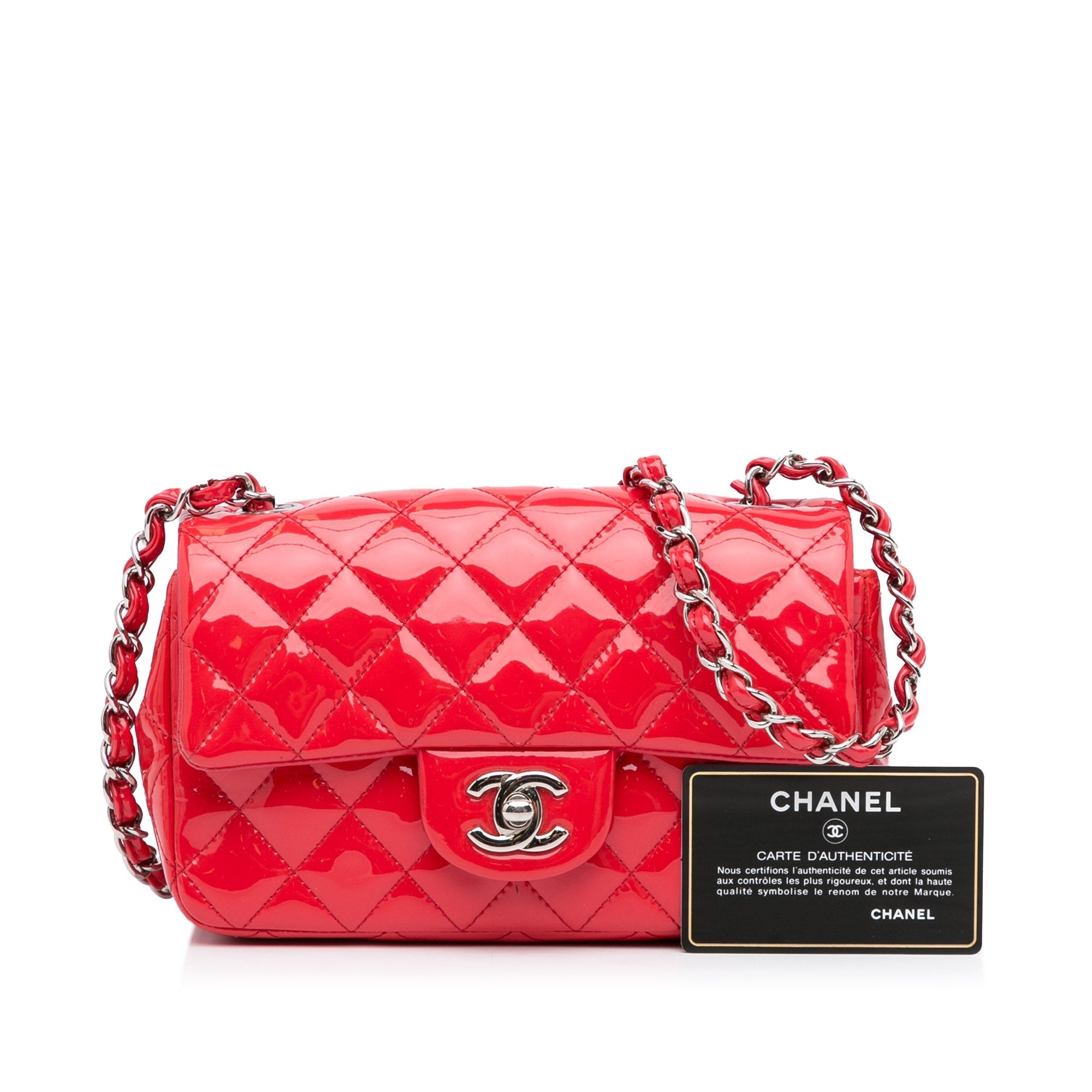 Chanel Classic Single Flap Mini Red Patent Leather SiLouis Vuittoner