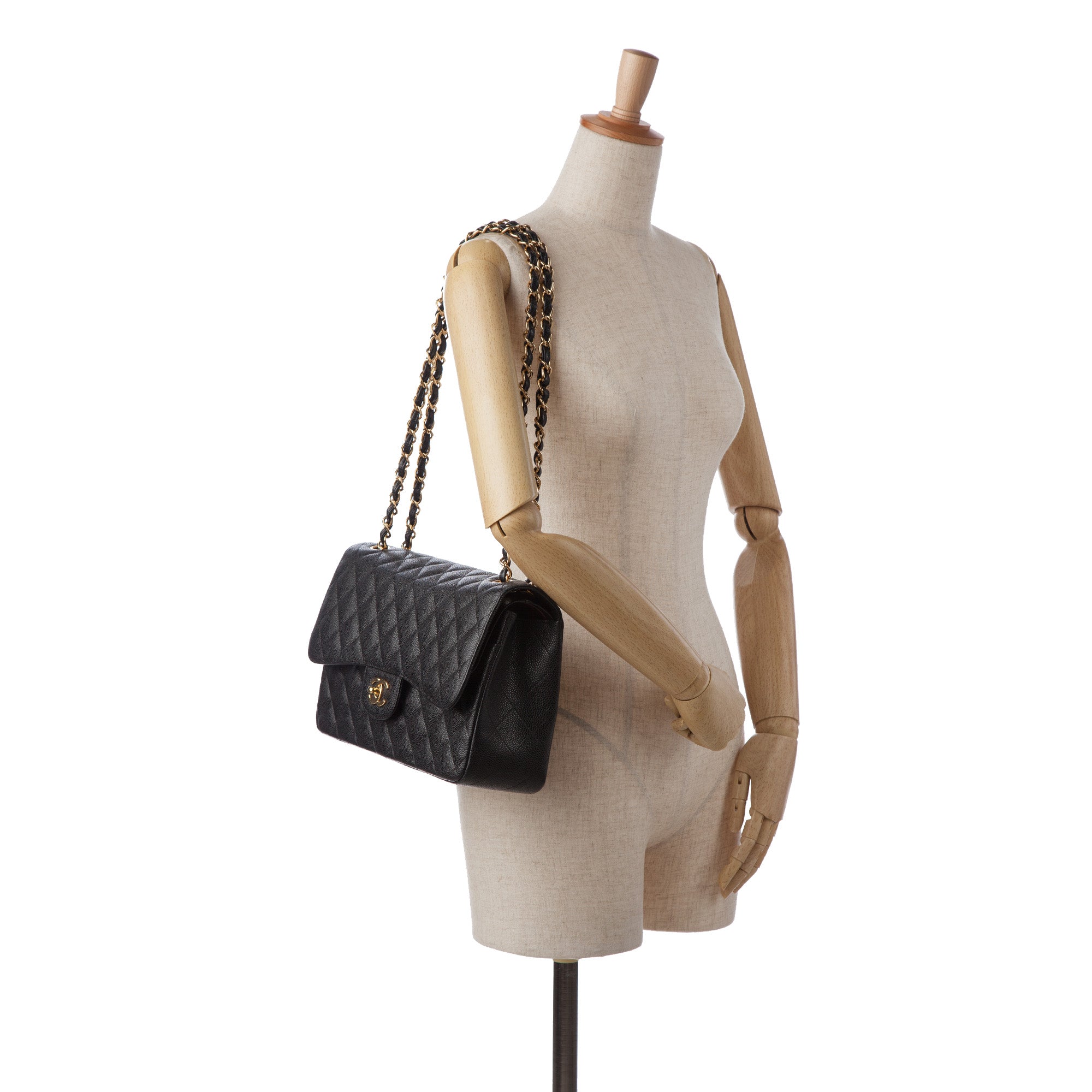 Chanel Classic Double Flap Jumbo Black Caviar Gold