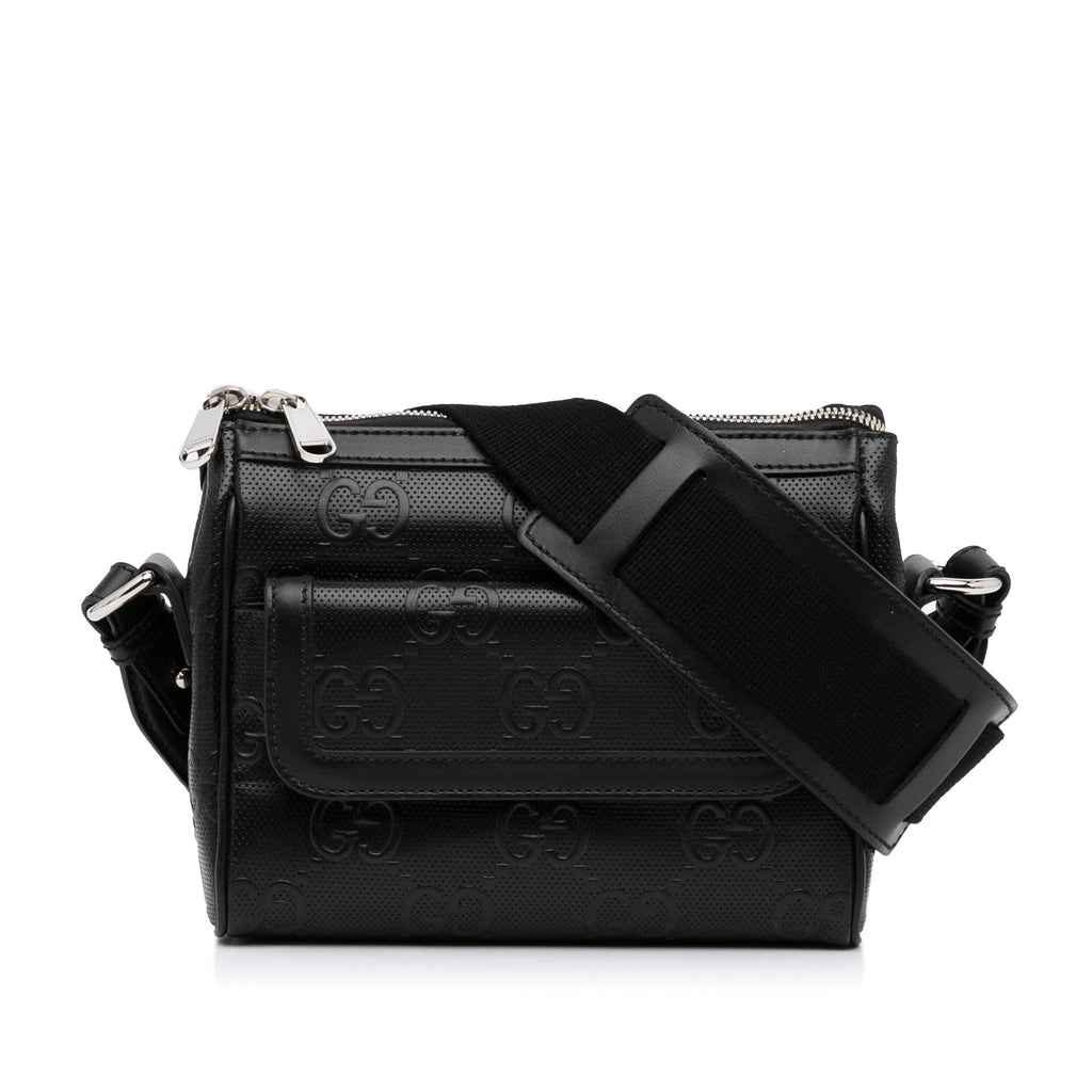 Gucci Gucci Crossbody Bag Black Embossed Leather