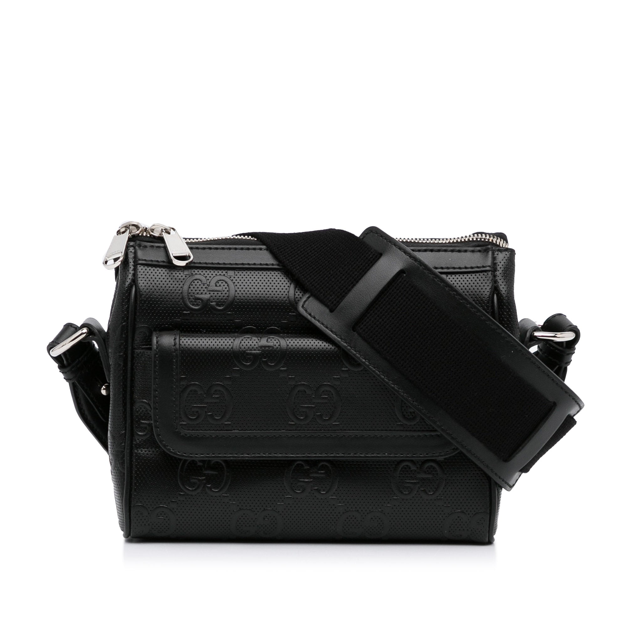 Gucci Gucci Crossbody Bag Black Embossed Leather