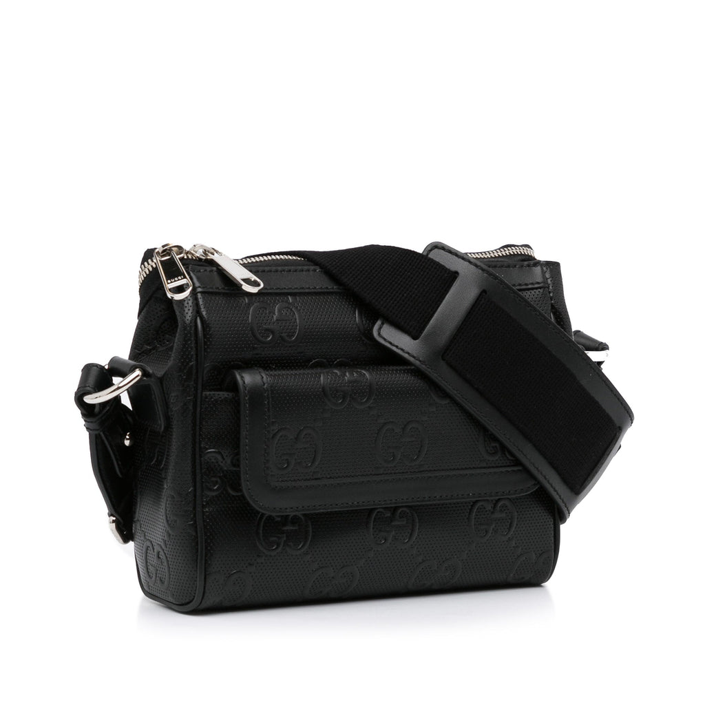 Gucci Gucci Crossbody Bag Black Embossed Leather