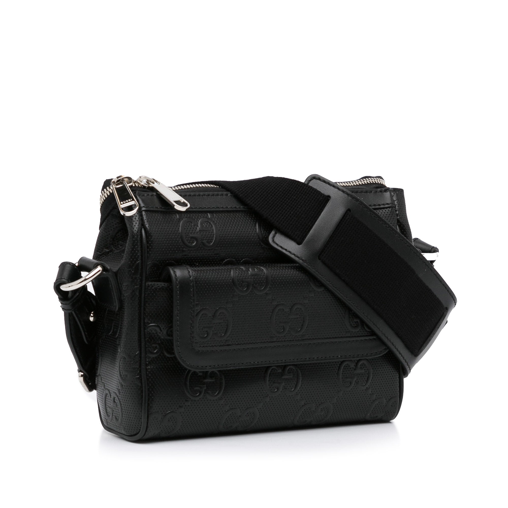 Gucci Gucci Crossbody Bag Black Embossed Leather