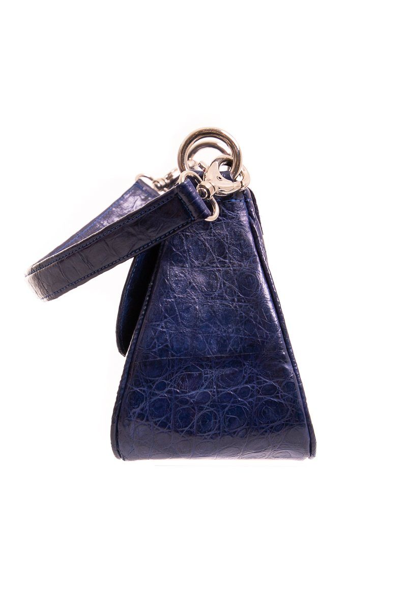 Reyna Icaza Royal Blue Crocodile Shoulder Bag
