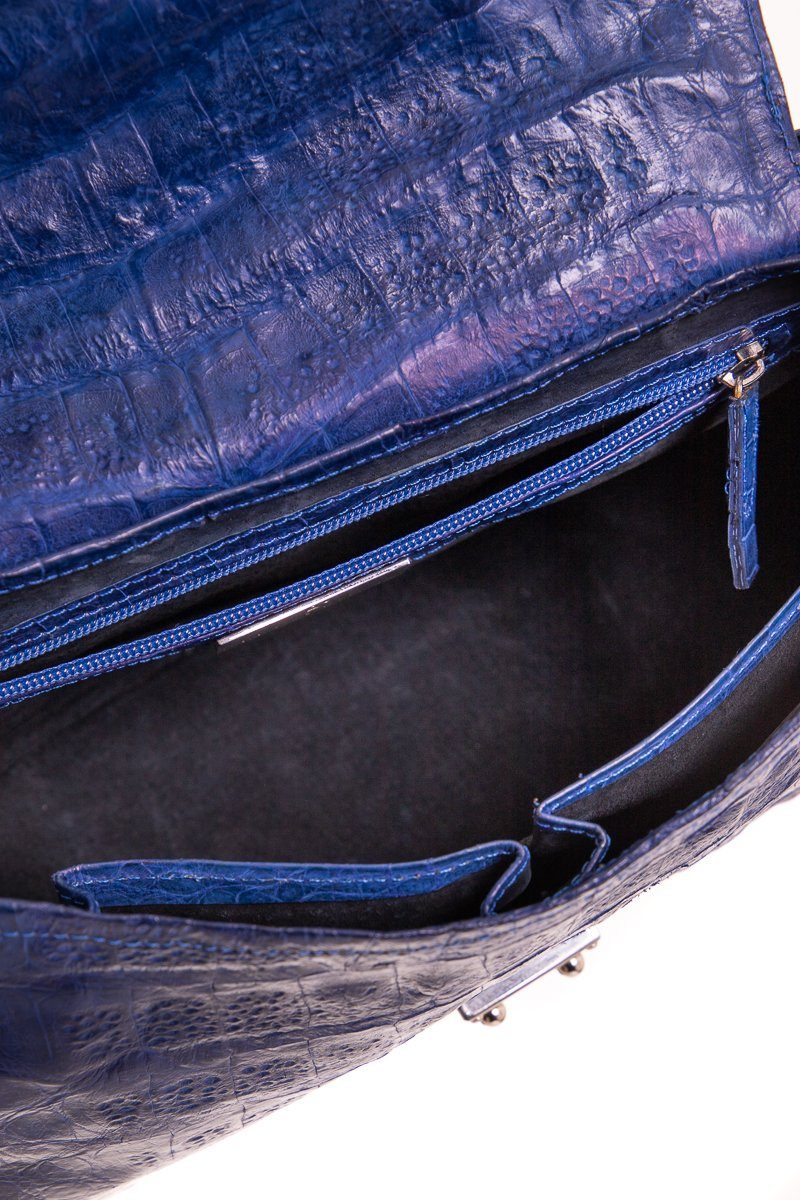 Reyna Icaza Royal Blue Crocodile Shoulder Bag