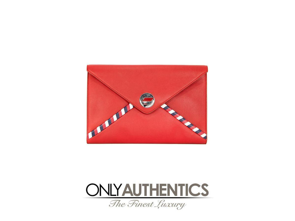 Chanel Red Lambskin Airlines Envelope Clutch