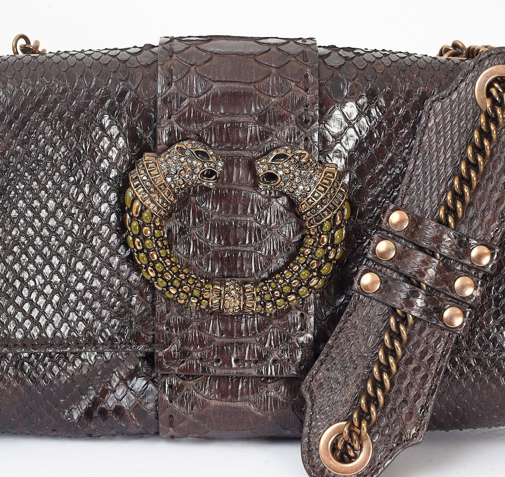 Brown Snakeskin Mini Shoulder Bag