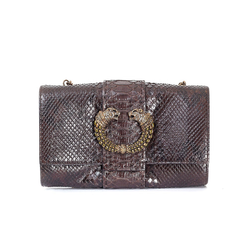 Brown Snakeskin Mini Shoulder Bag