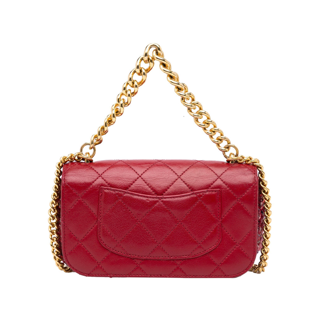 Chanel Classic Single Flap Red Tweed Lambskin Gold