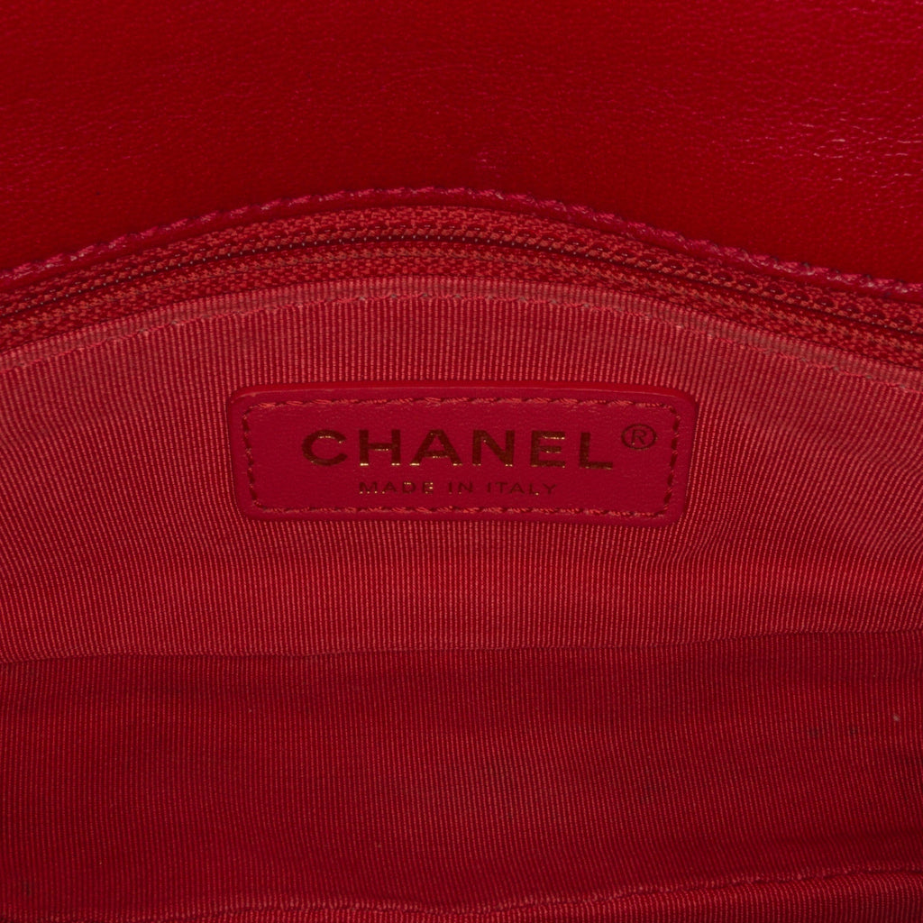 Chanel Classic Single Flap Red Tweed Lambskin Gold