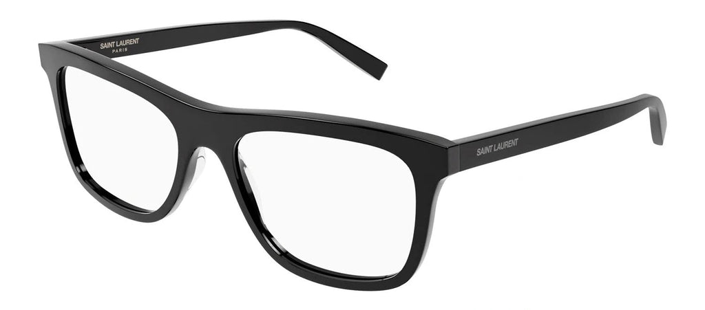 Saint Laurent SL 481 001 Square Acetate Black Eyeglasses with Transparent Demo Lens
