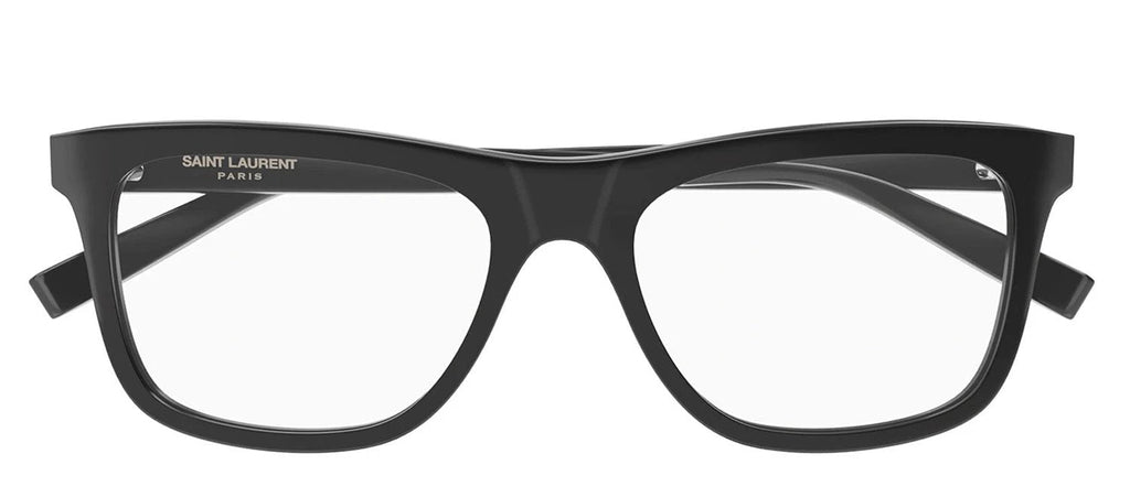 Saint Laurent SL 481 001 Square Acetate Black Eyeglasses with Transparent Demo Lens