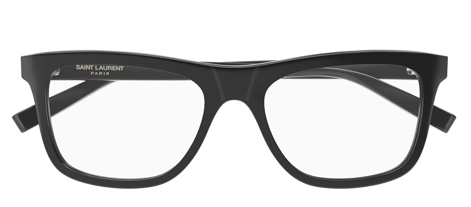 Saint Laurent SL 481 001 Square Acetate Black Eyeglasses with Transparent Demo Lens