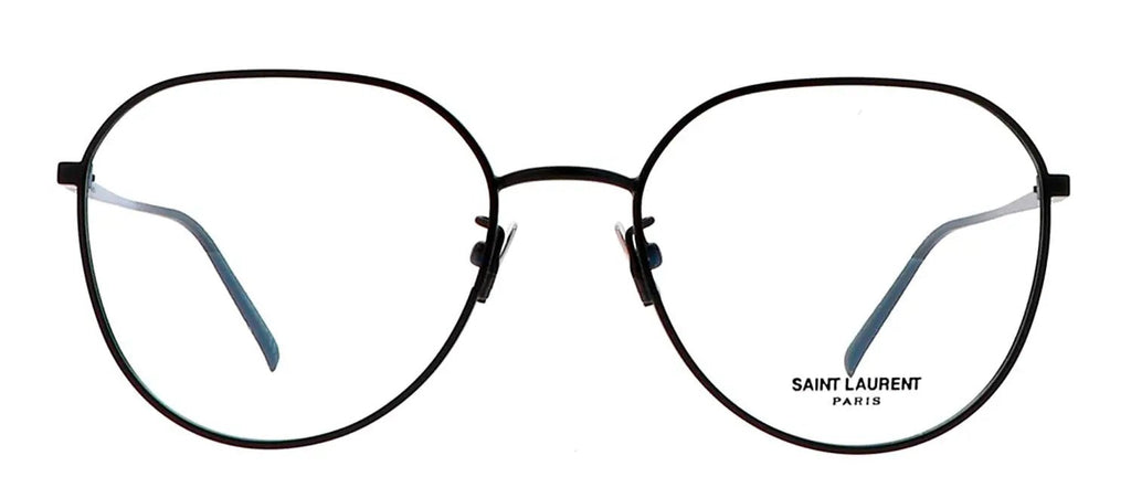 Saint Laurent SL 484O 1 Geometric Metal Black Eyeglasses with Logo Stamped Demo Lenses