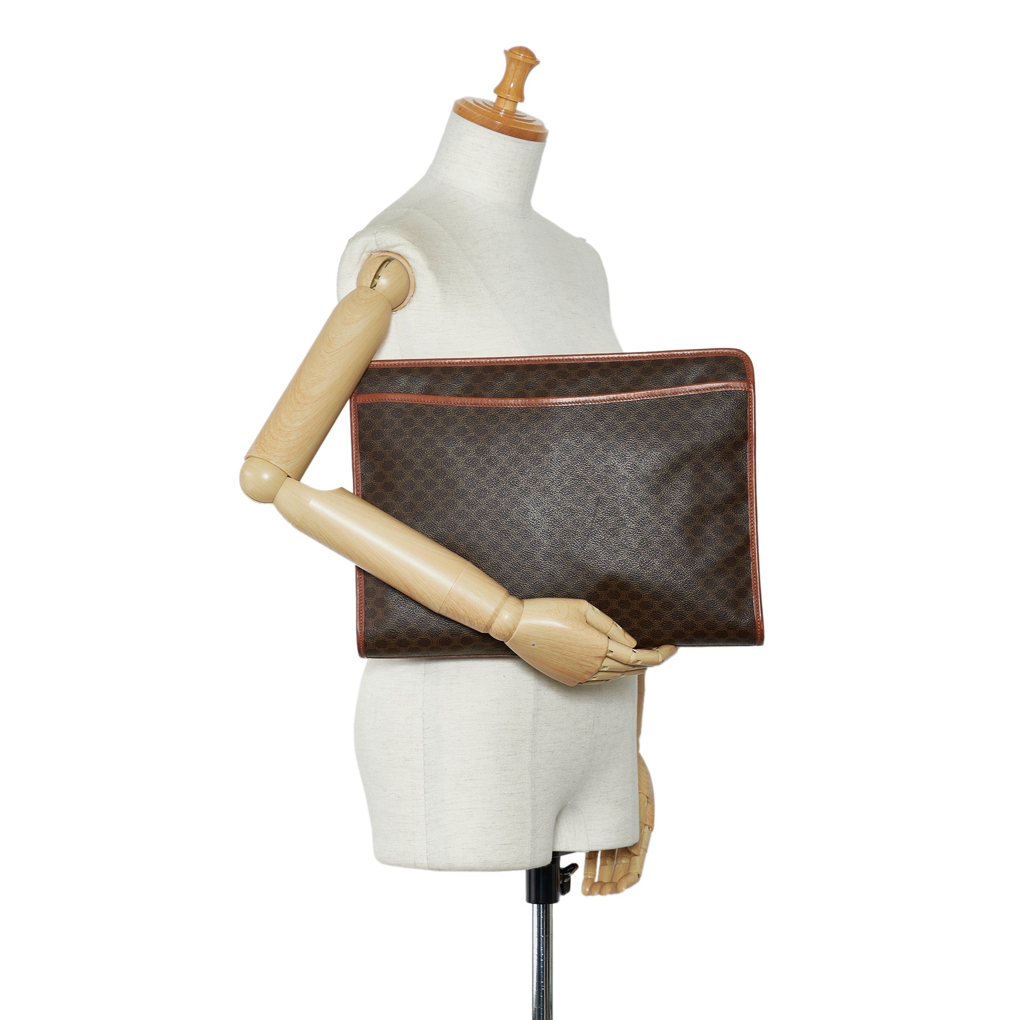 Celine Clutch Brown Macadam Canvas