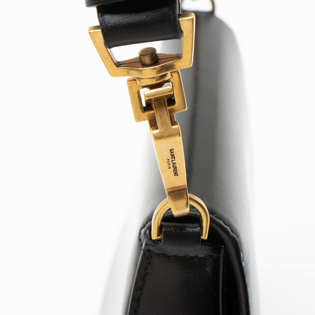 Saint Laurent Box Leather Monogram Voltaire Mini Top Handle