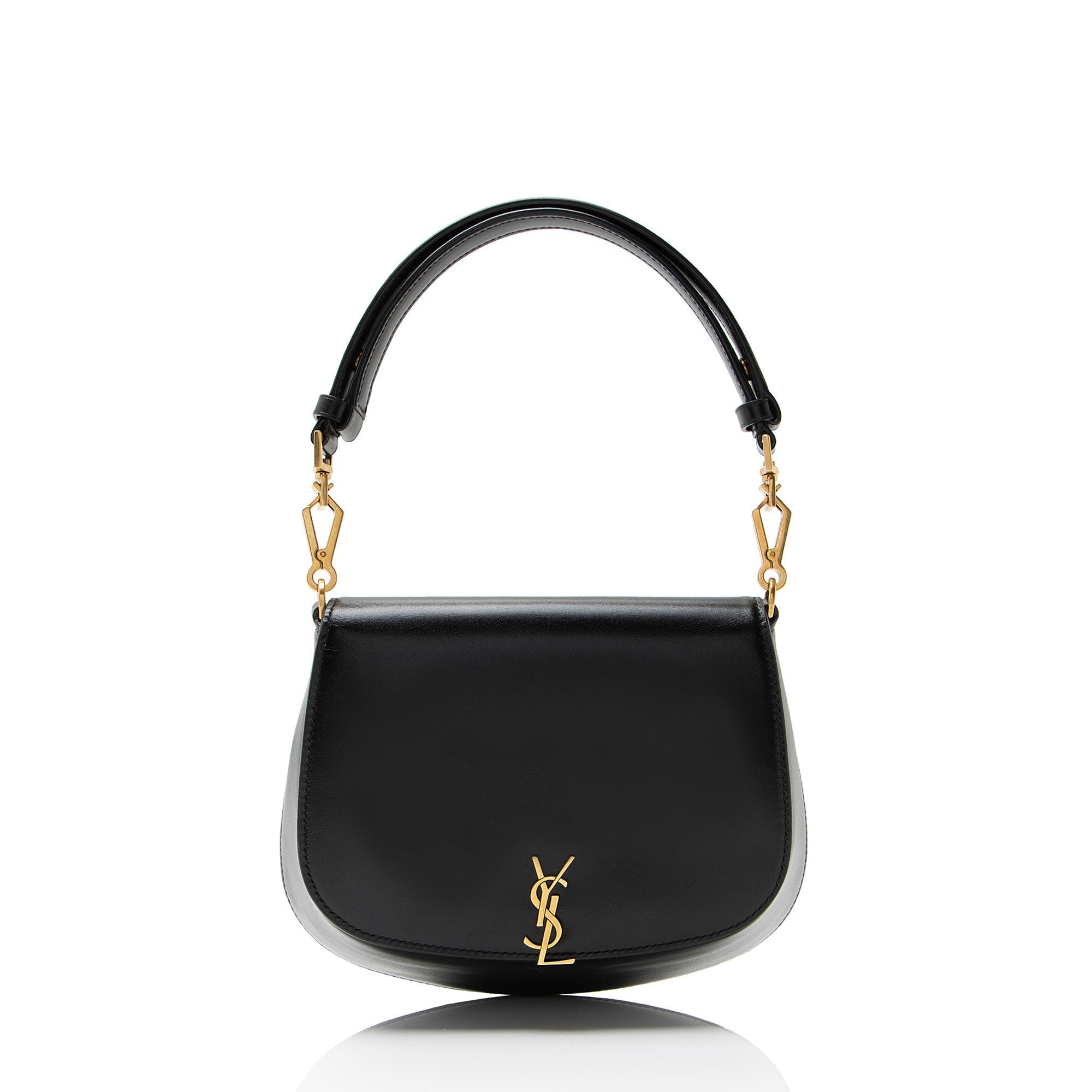 Saint Laurent Box Leather Monogram Voltaire Mini Top Handle