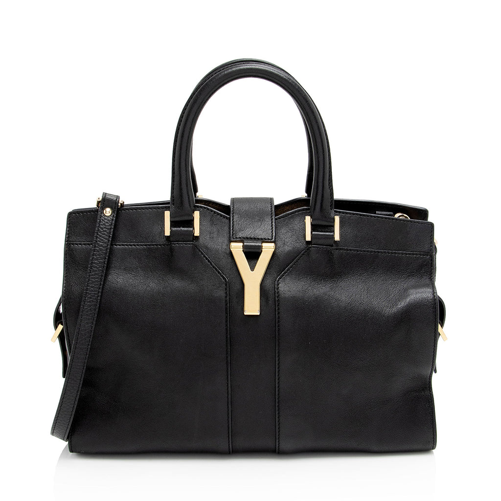 Saint Laurent Calfskin Cabas Chyc Small Tote (SHF-ntqfXK)