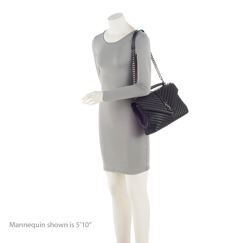 Saint Laurent Matelasse Calfskin Classic Monogram College Large Shoulder Bag (SHF-21810)