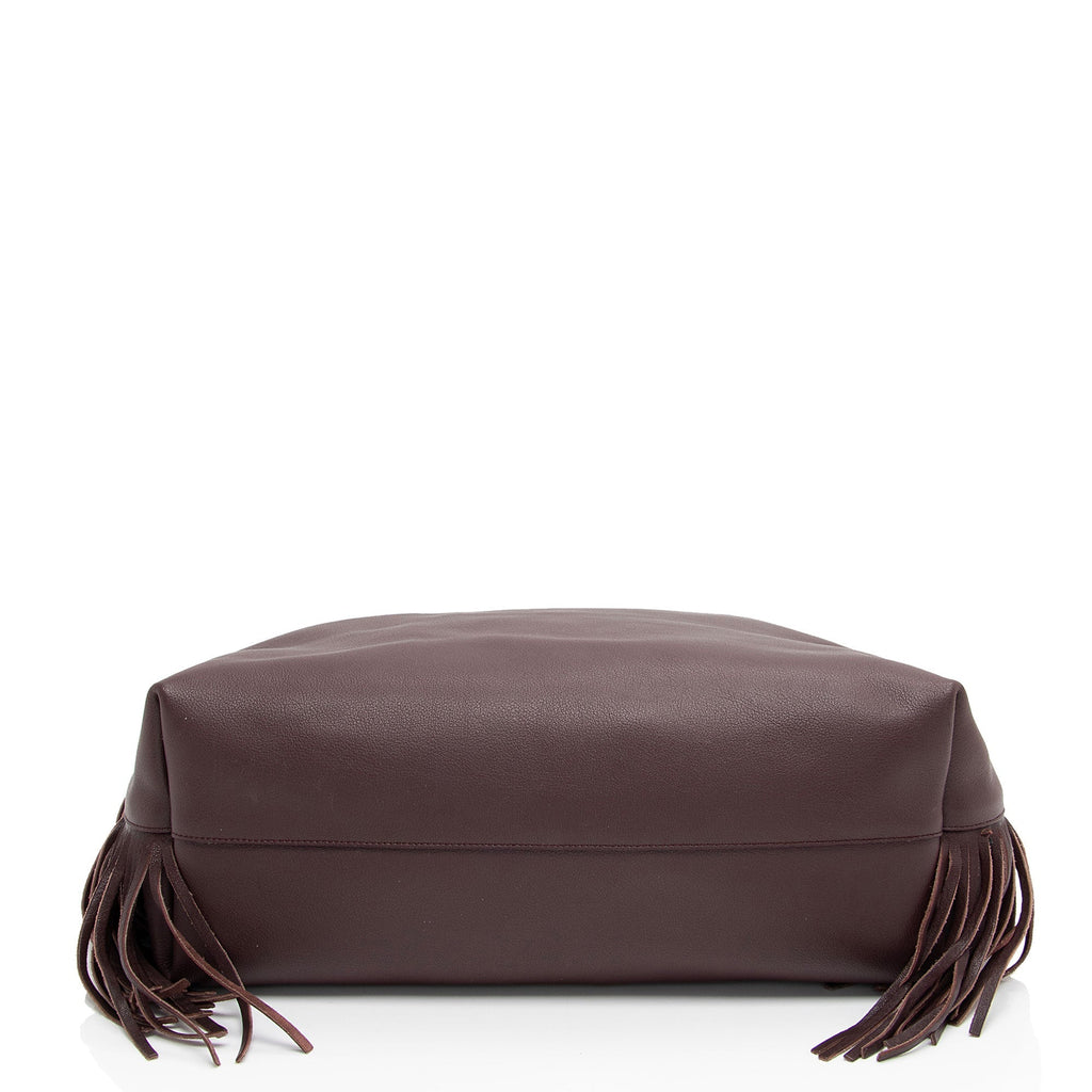 Saint Laurent Calfskin Fringe Large Shopping Tote (SHF-h6dSh9)