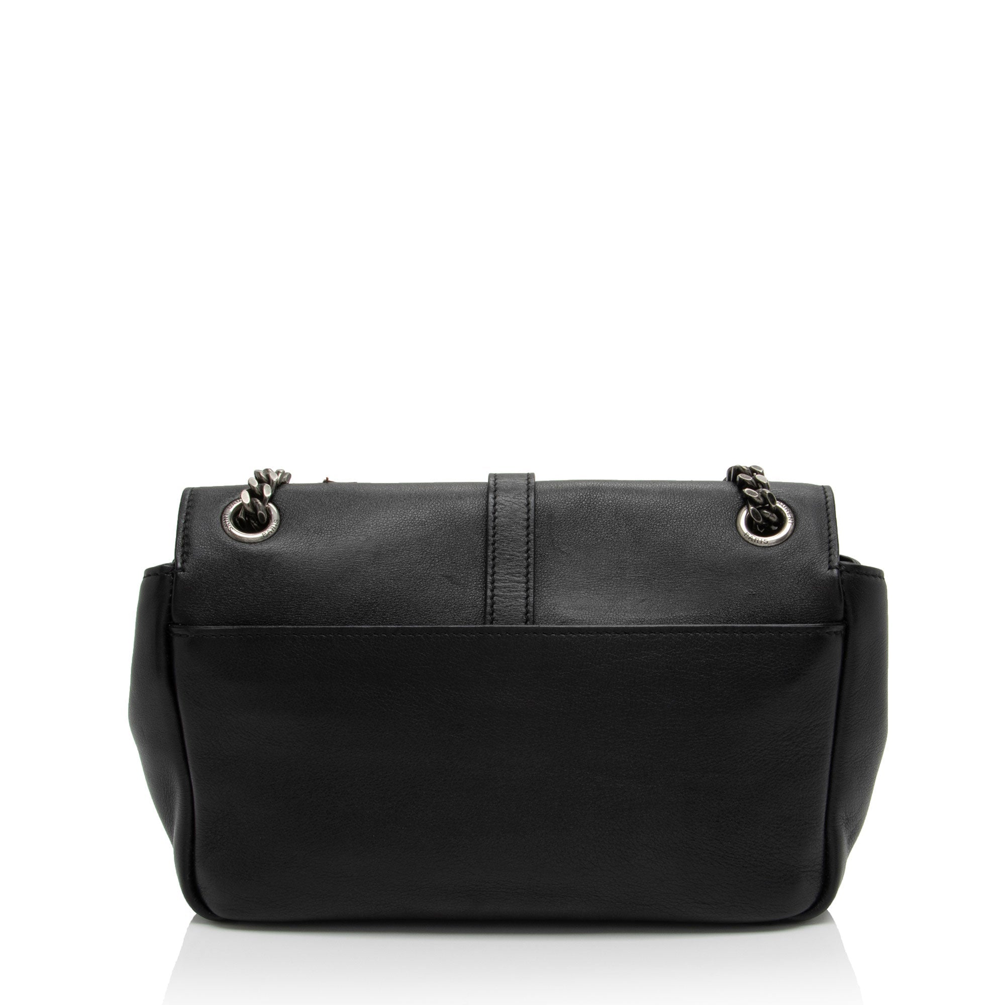 Saint Laurent Calfskin Heart Patchwork Monogram Chain Wallet