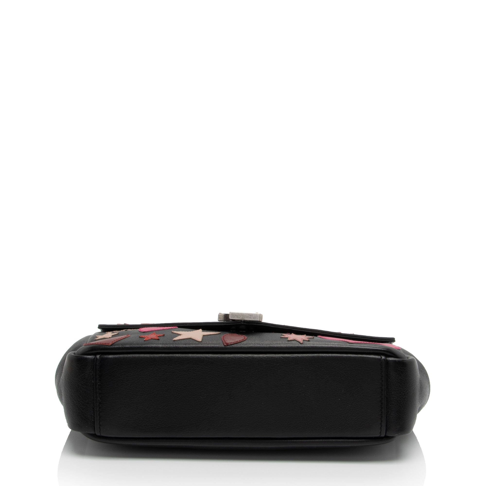 Saint Laurent Calfskin Heart Patchwork Monogram Chain Wallet