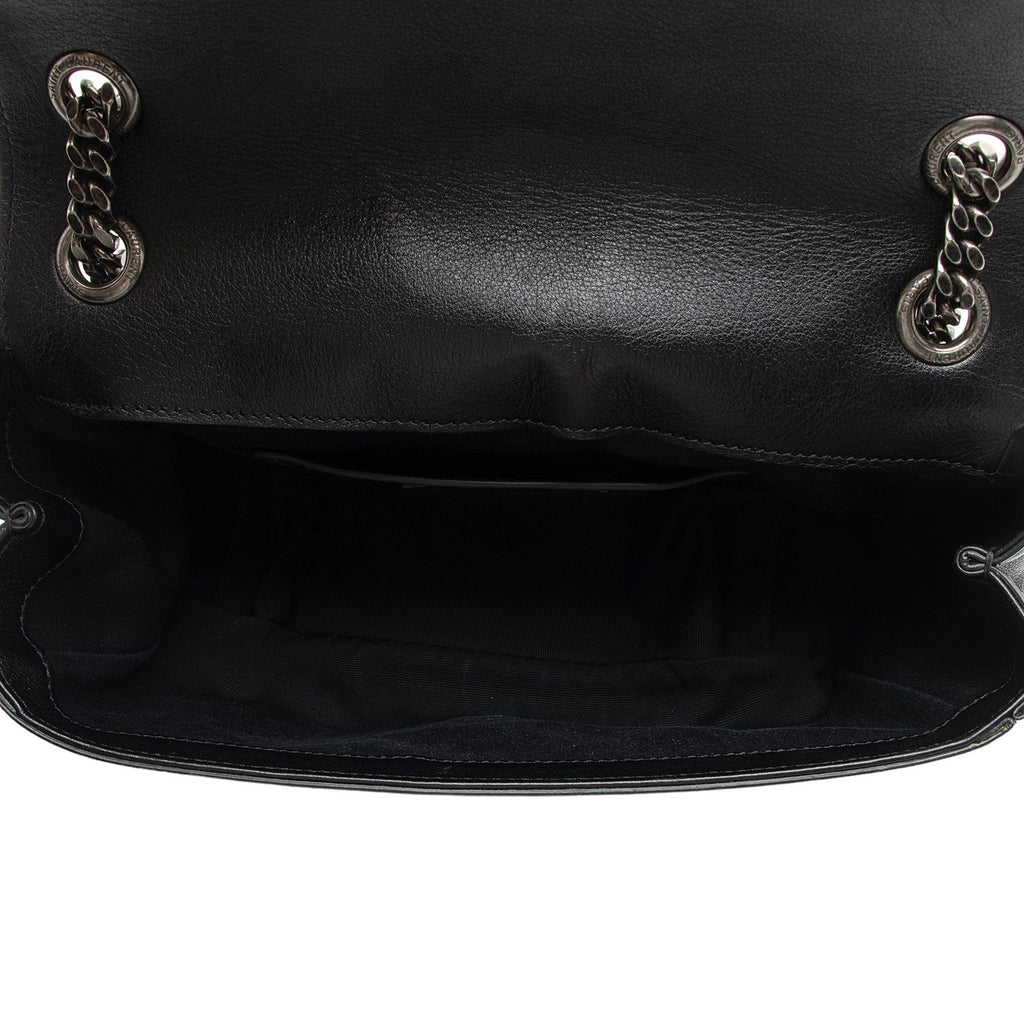 Saint Laurent Calfskin Heart Patchwork Monogram Chain Wallet