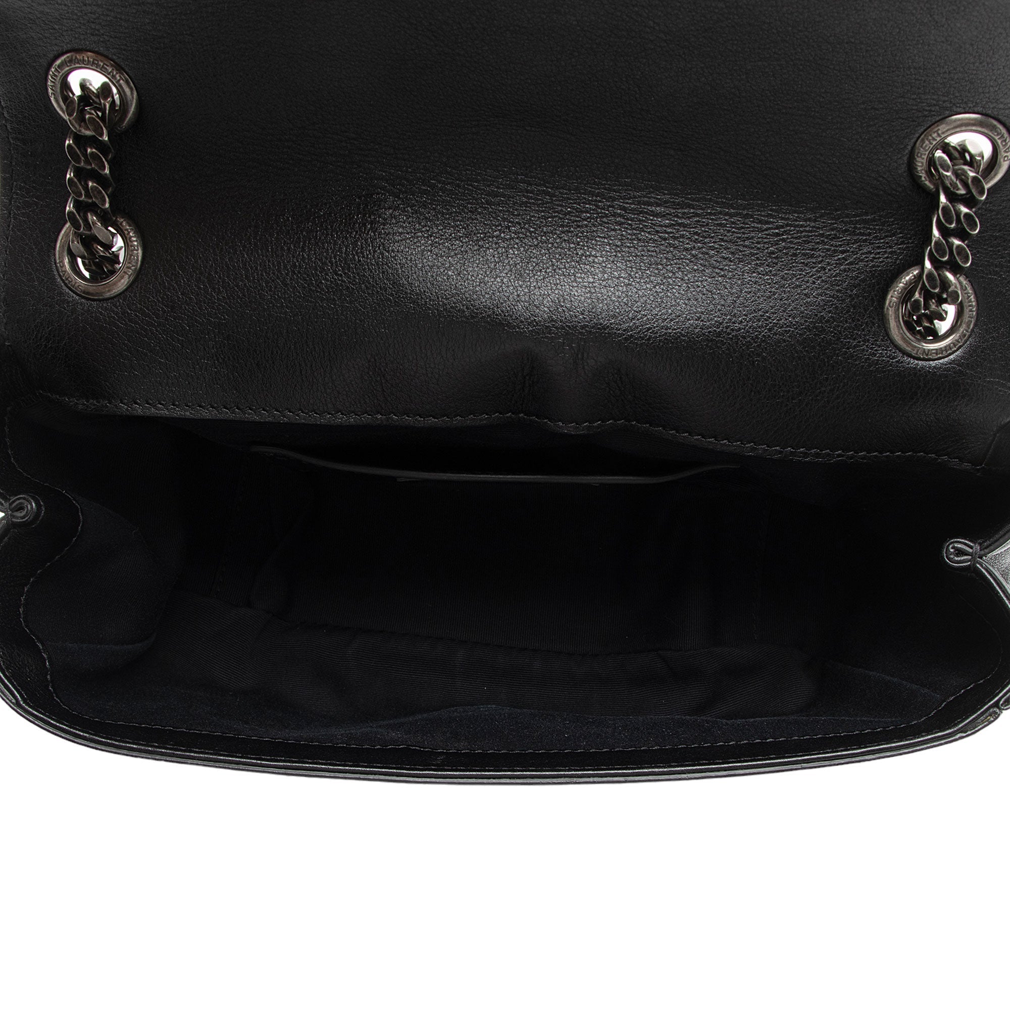 Saint Laurent Calfskin Heart Patchwork Monogram Chain Wallet