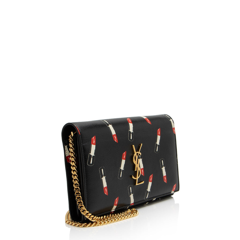 Saint Laurent Calfskin Lipstick Monogram Wallet on Chain