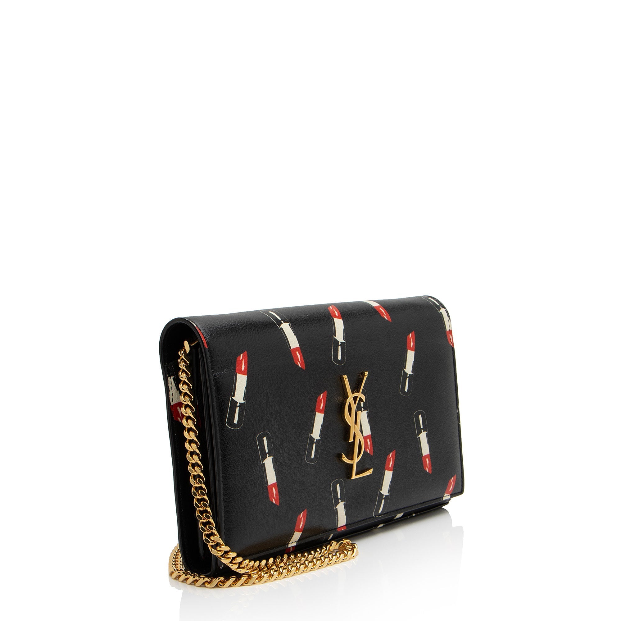 Saint Laurent Calfskin Lipstick Monogram Wallet on Chain