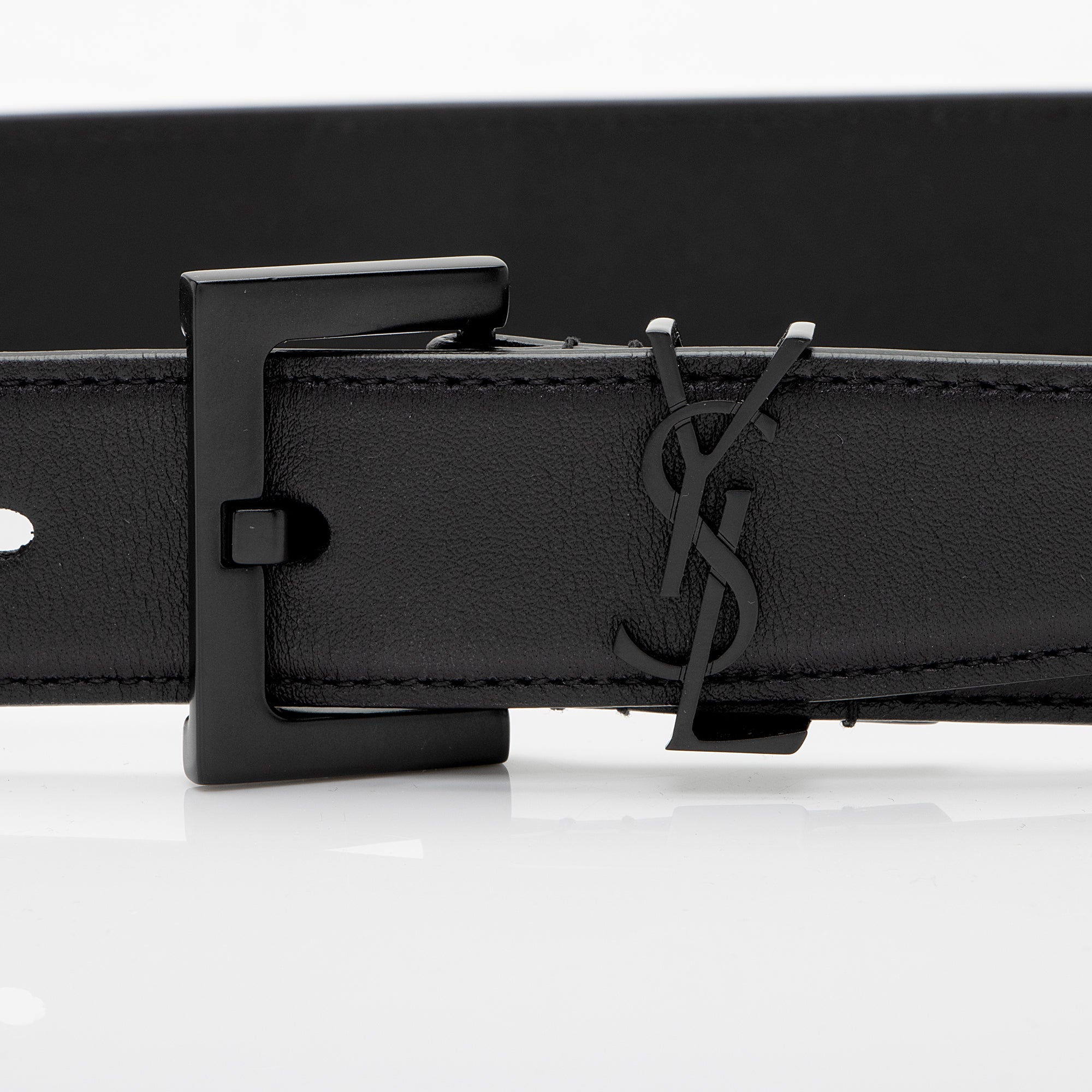 Saint Laurent Calfskin Monogram Cassandre Belt - Size 34 / 85 (SHF-7TNRpr)
