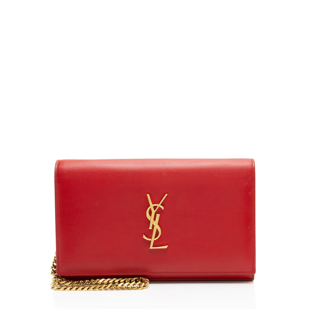 Saint Laurent Calfskin Monogram Kate Chain Wallet