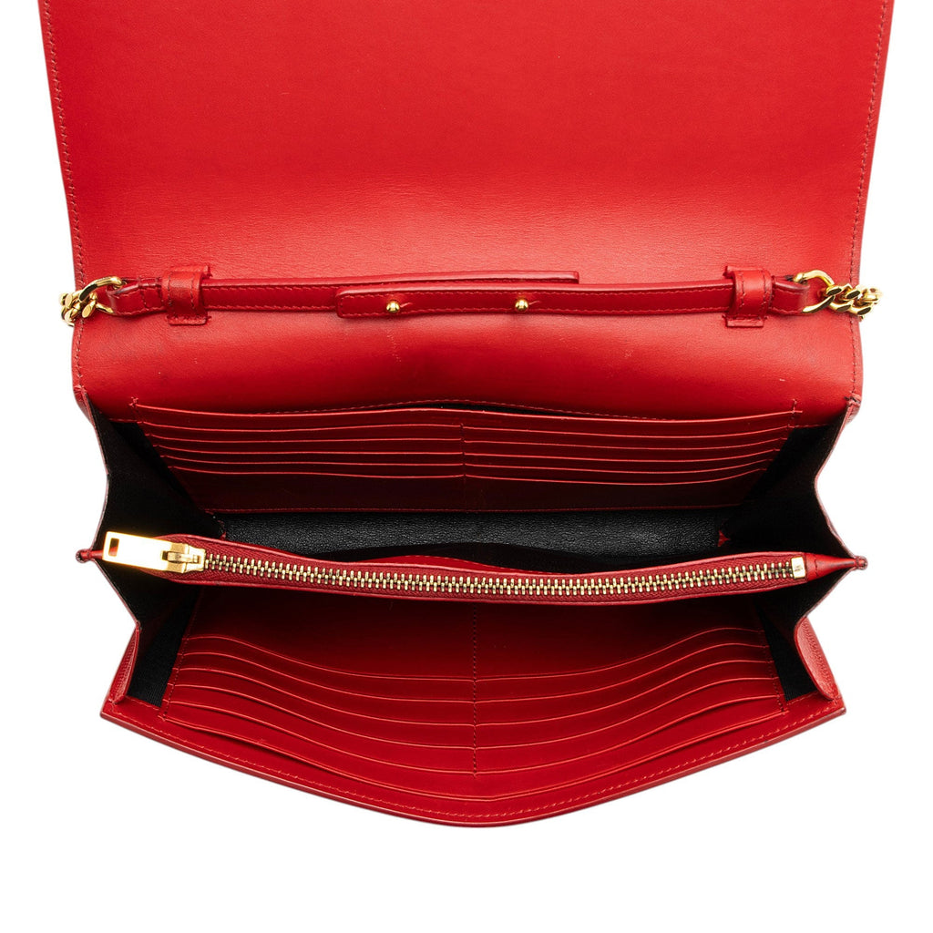 Saint Laurent Calfskin Monogram Kate Chain Wallet