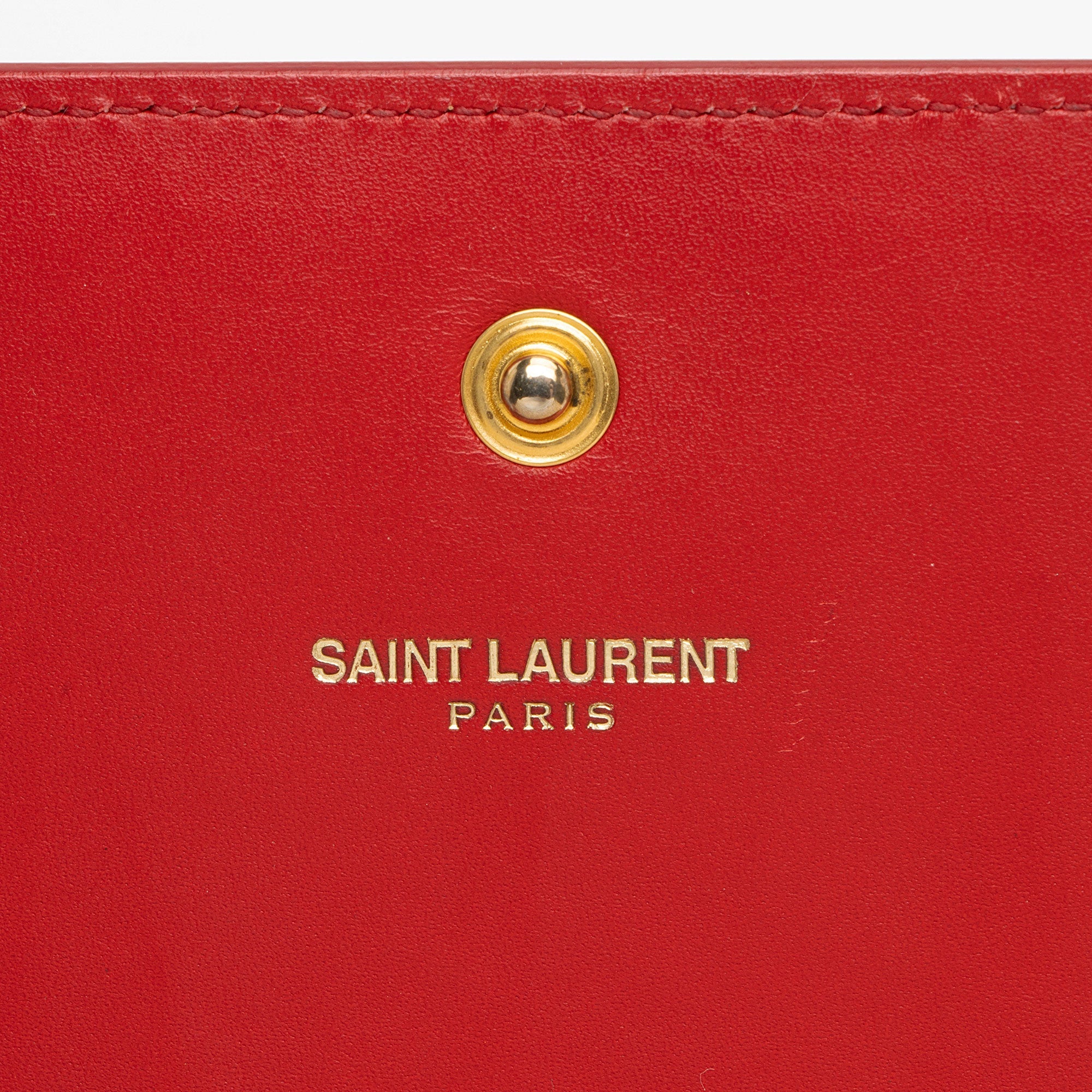 Saint Laurent Calfskin Monogram Kate Chain Wallet