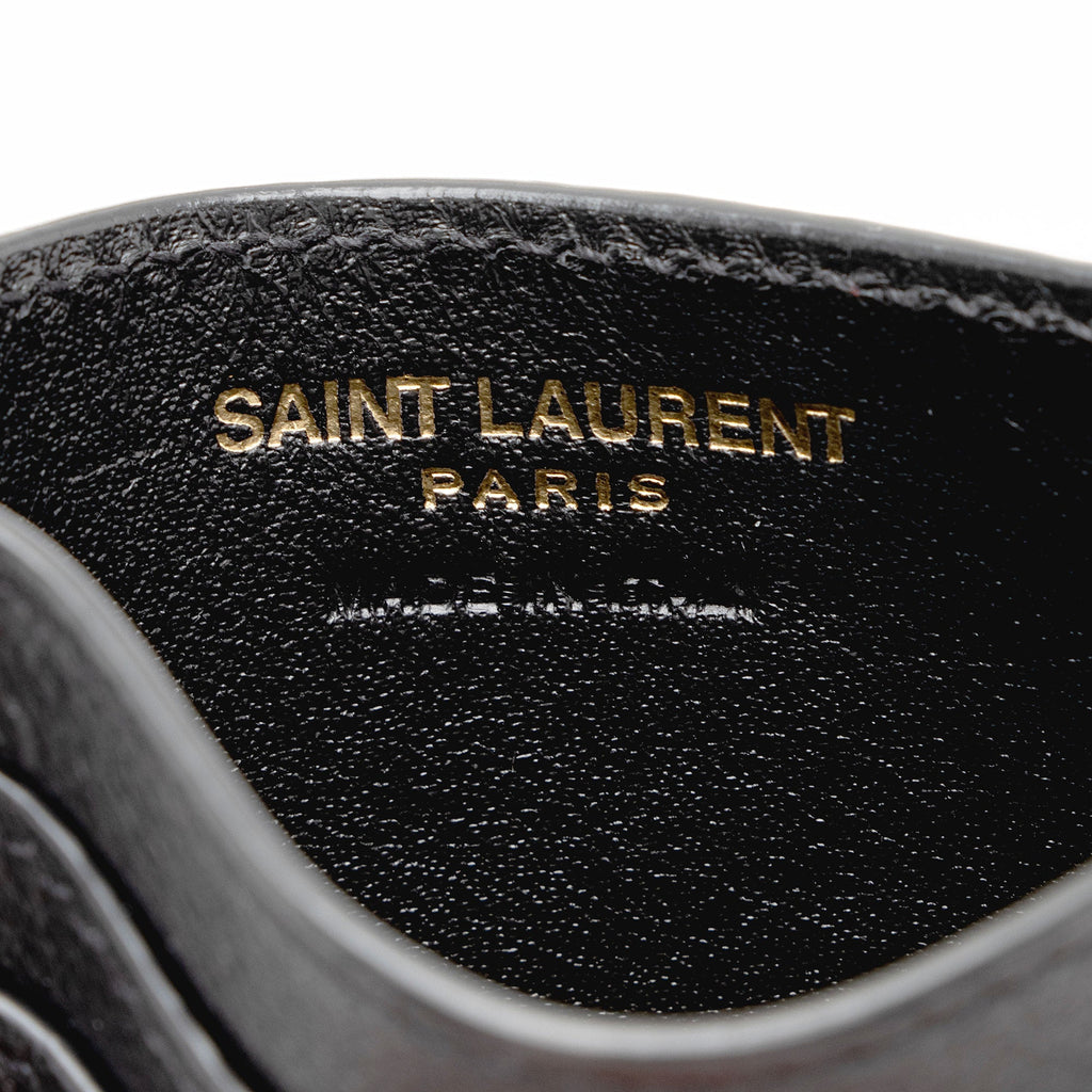 Saint Laurent Calfskin Monogram Tiny Cassandre Card Case (SHF-XxCMHH)
