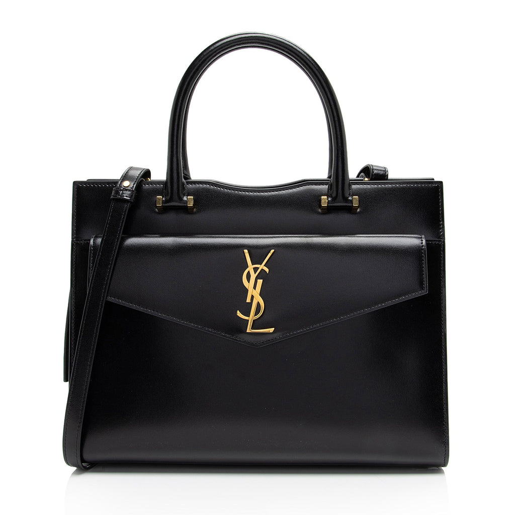 Saint Laurent Calfskin Monogram Uptown Medium Tote (SHF-Z82BDJ)