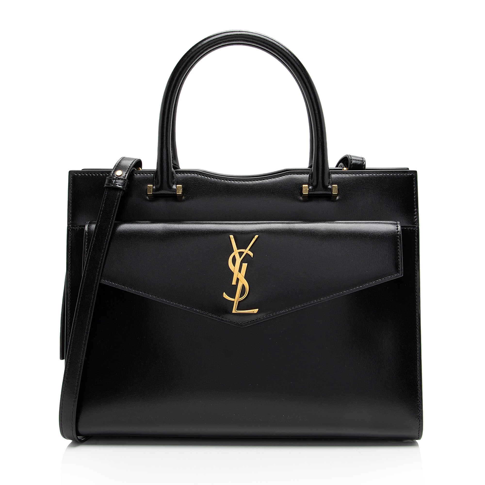 Saint Laurent Calfskin Monogram Uptown Medium Tote (SHF-Z82BDJ)