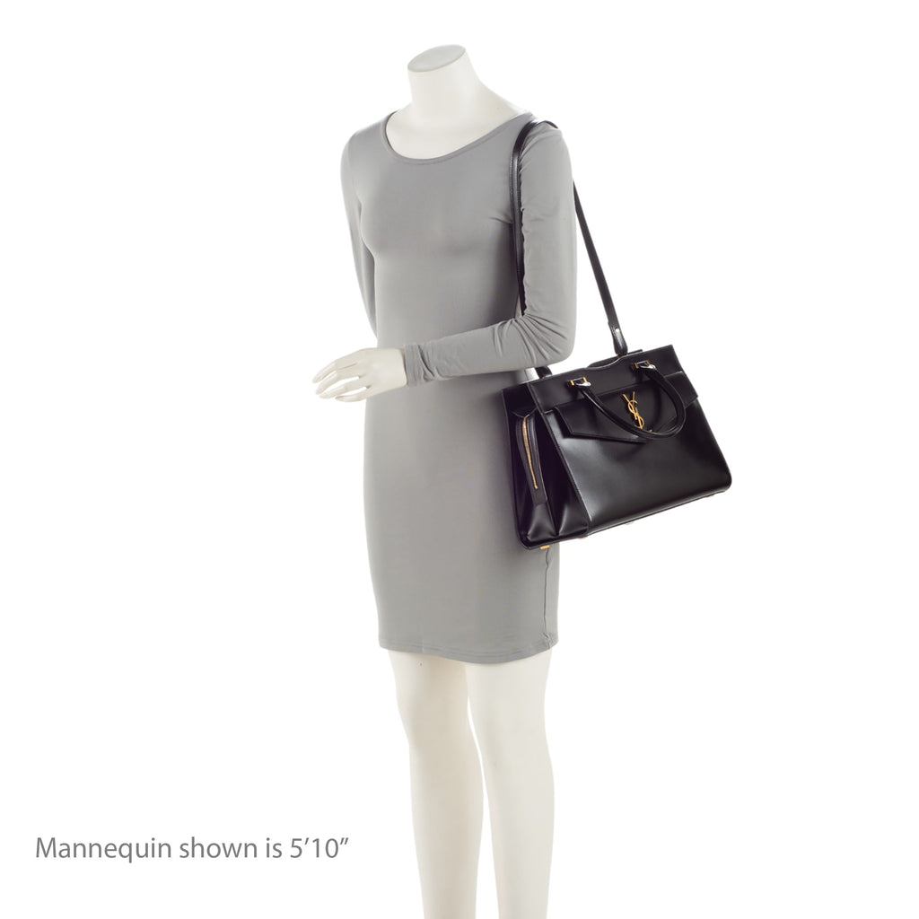 Saint Laurent Calfskin Monogram Uptown Medium Tote (SHF-Z82BDJ)