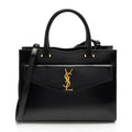 Saint Laurent Calfskin Monogram Uptown Medium Tote (SHF-GumjsZ)
