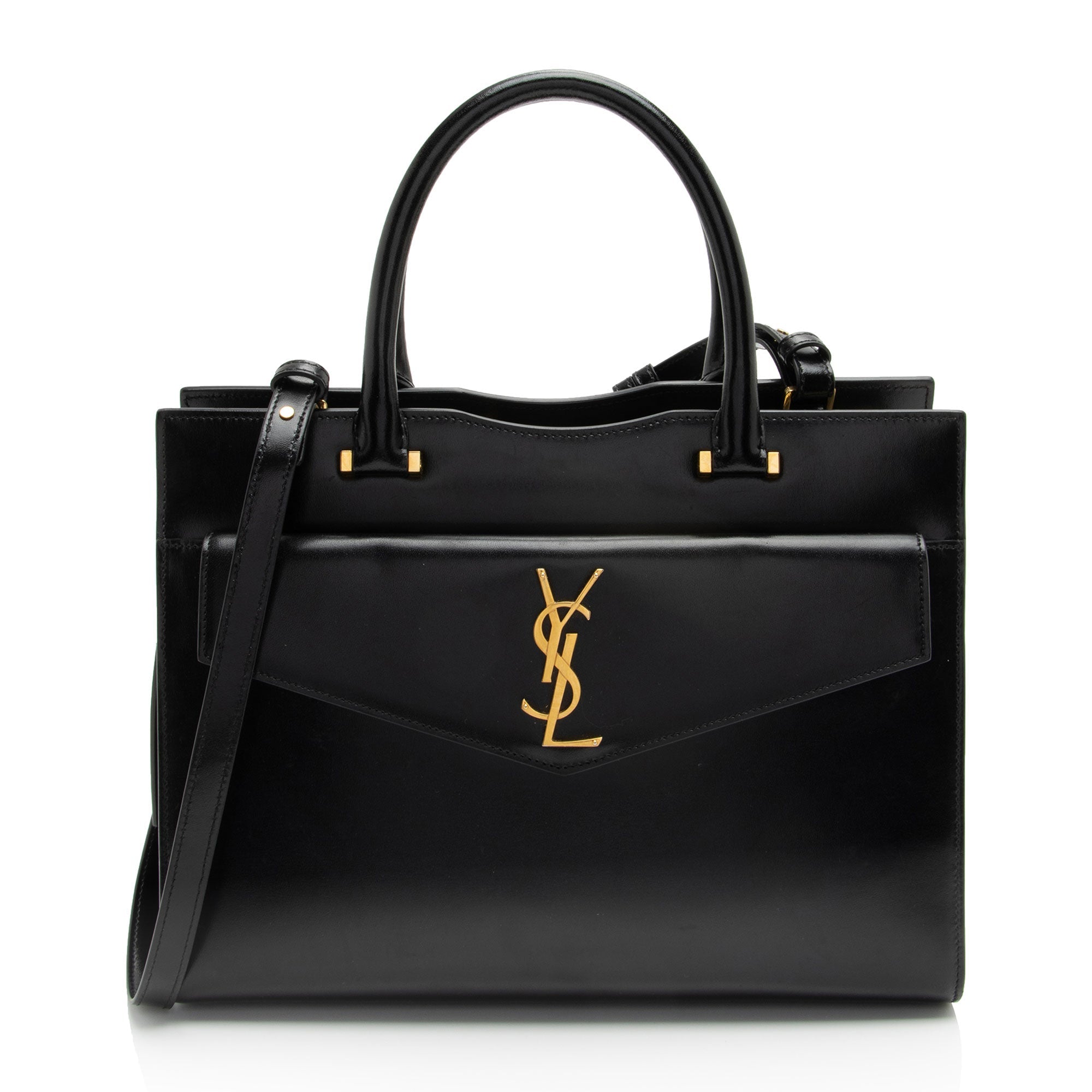 Saint Laurent Calfskin Monogram Uptown Medium Tote (SHF-GumjsZ)