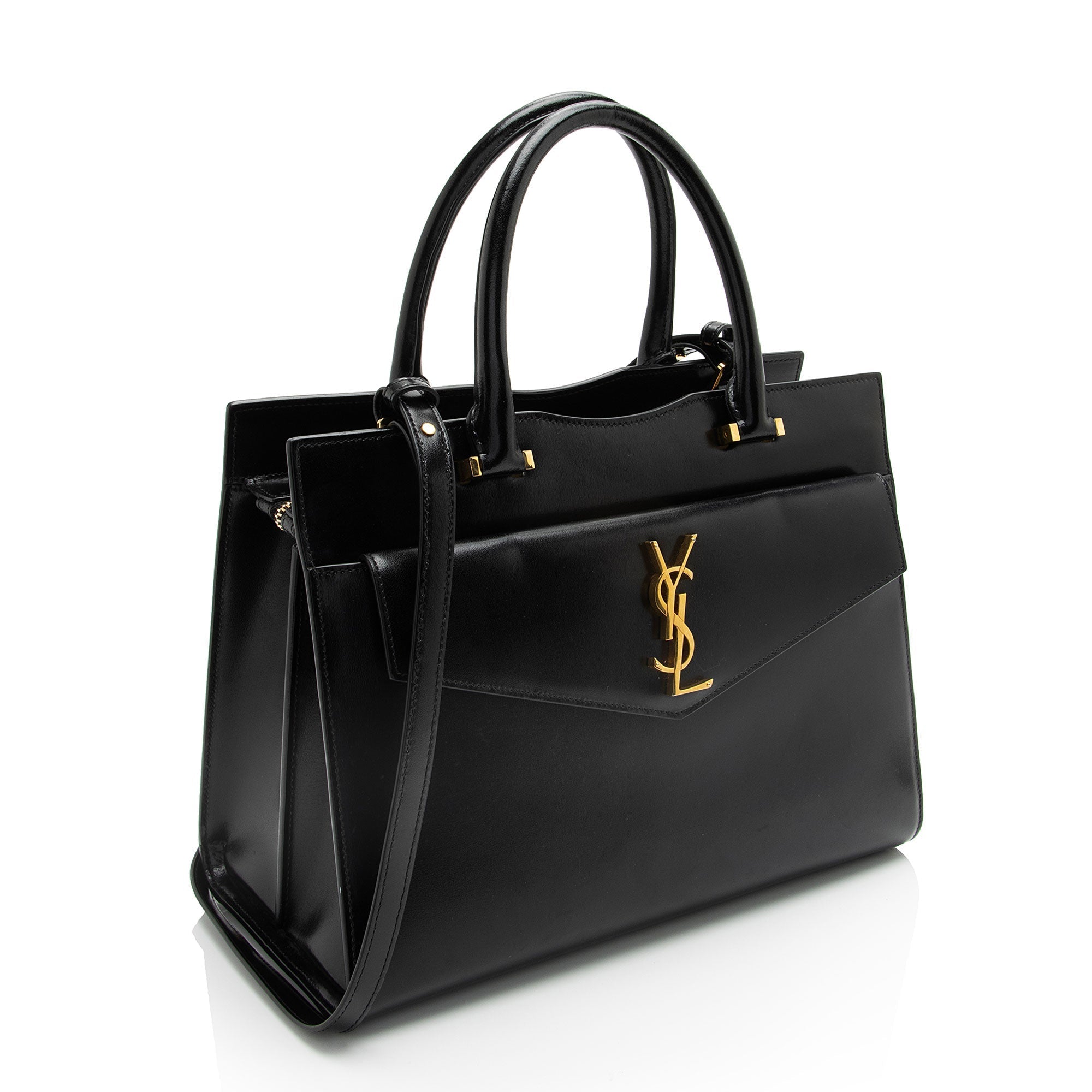 Saint Laurent Calfskin Monogram Uptown Medium Tote (SHF-GumjsZ)