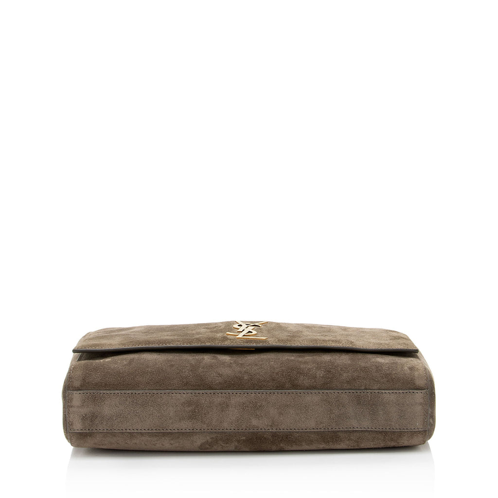 Saint Laurent Calfskin Suede Monogram Kate Reversible Chain Medium Shoulder Bag (SHF-hikP6E)