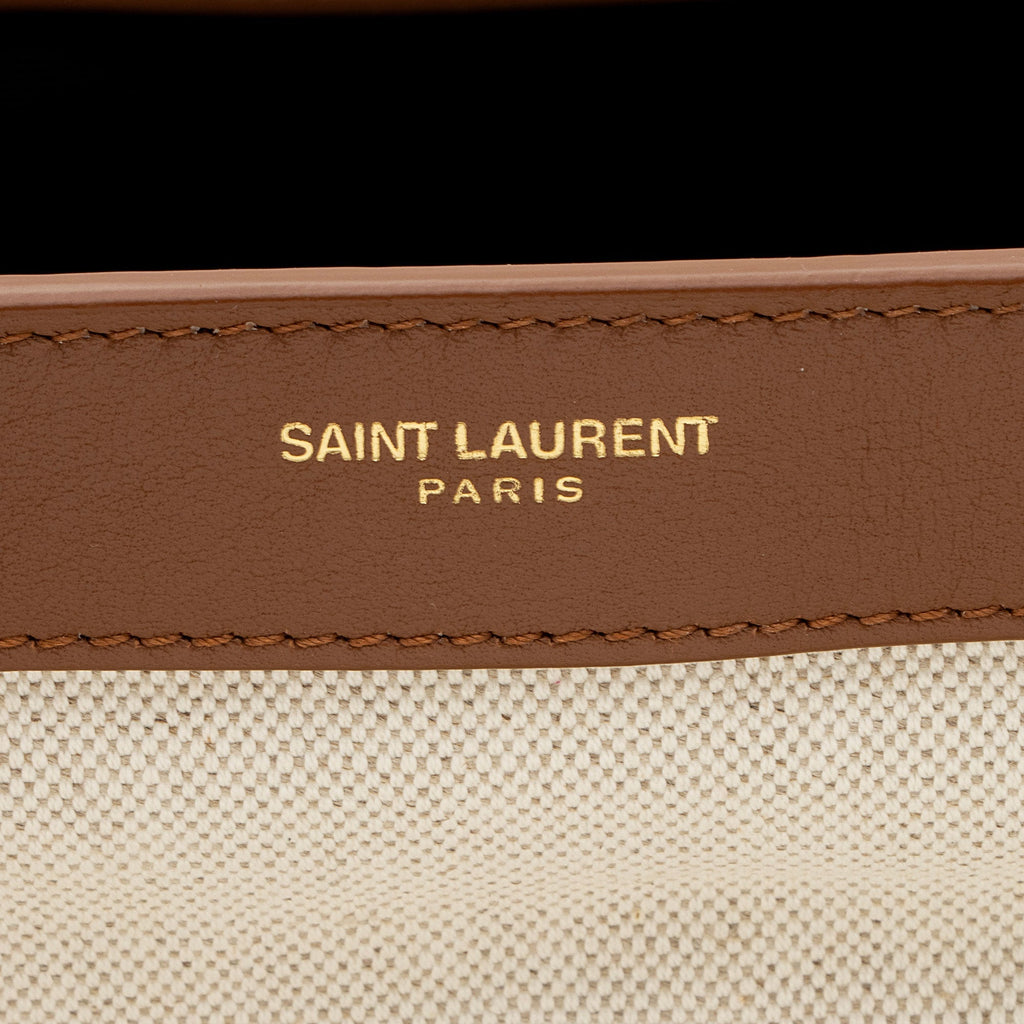 Saint Laurent Linen Calfskin Cabas Tote