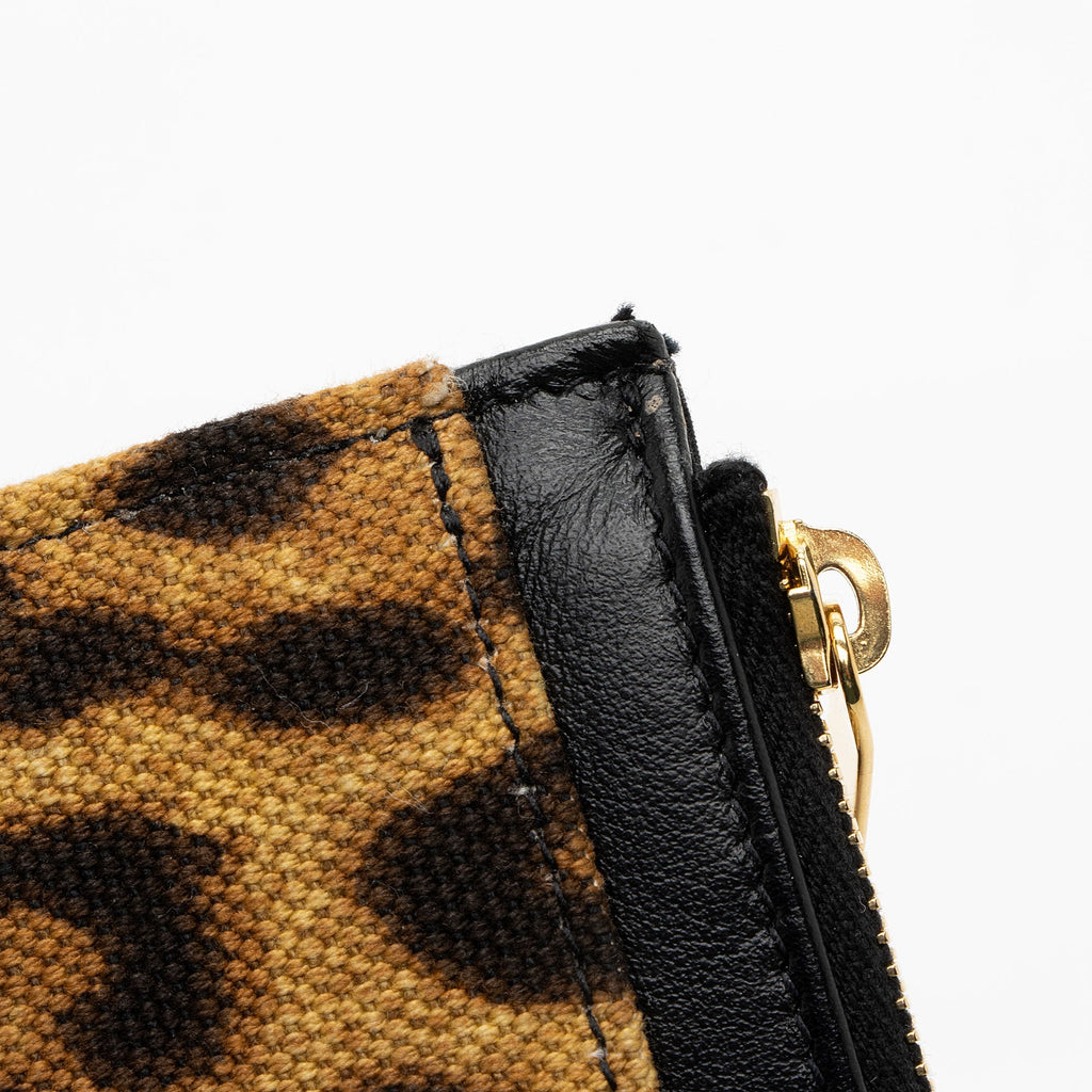 Saint Laurent Canvas Calfskin Leopard Monogram Bill Pouch