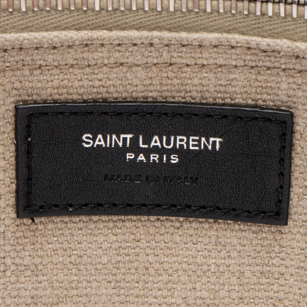 Saint Laurent Canvas Calfskin Rive Gauche Large Tote