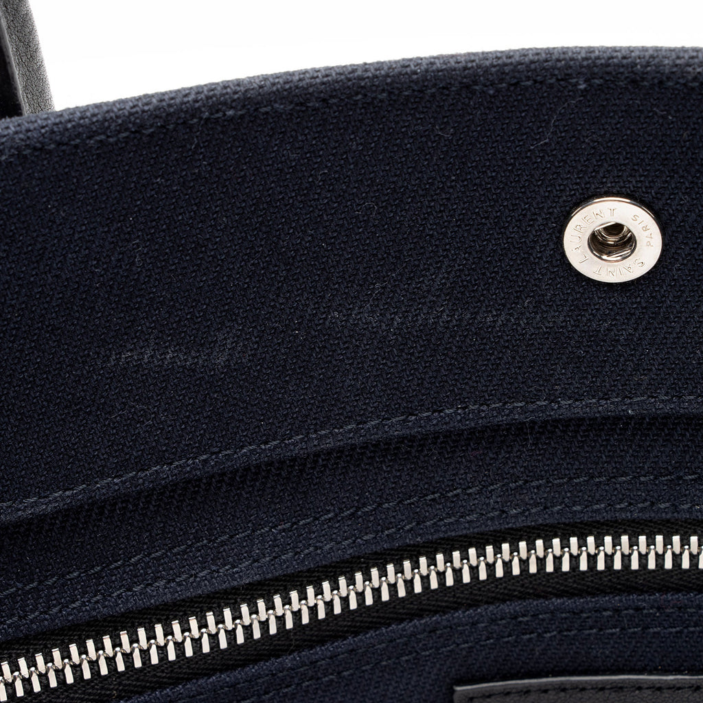 Saint Laurent Canvas Calfskin Rive Gauche Large Tote