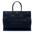 Saint Laurent Canvas Calfskin Rive Gauche Large Tote