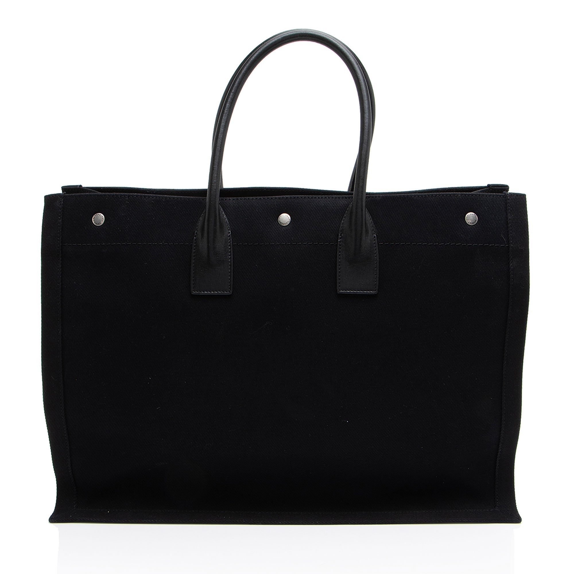 Saint Laurent Canvas Calfskin Rive Gauche Large Tote