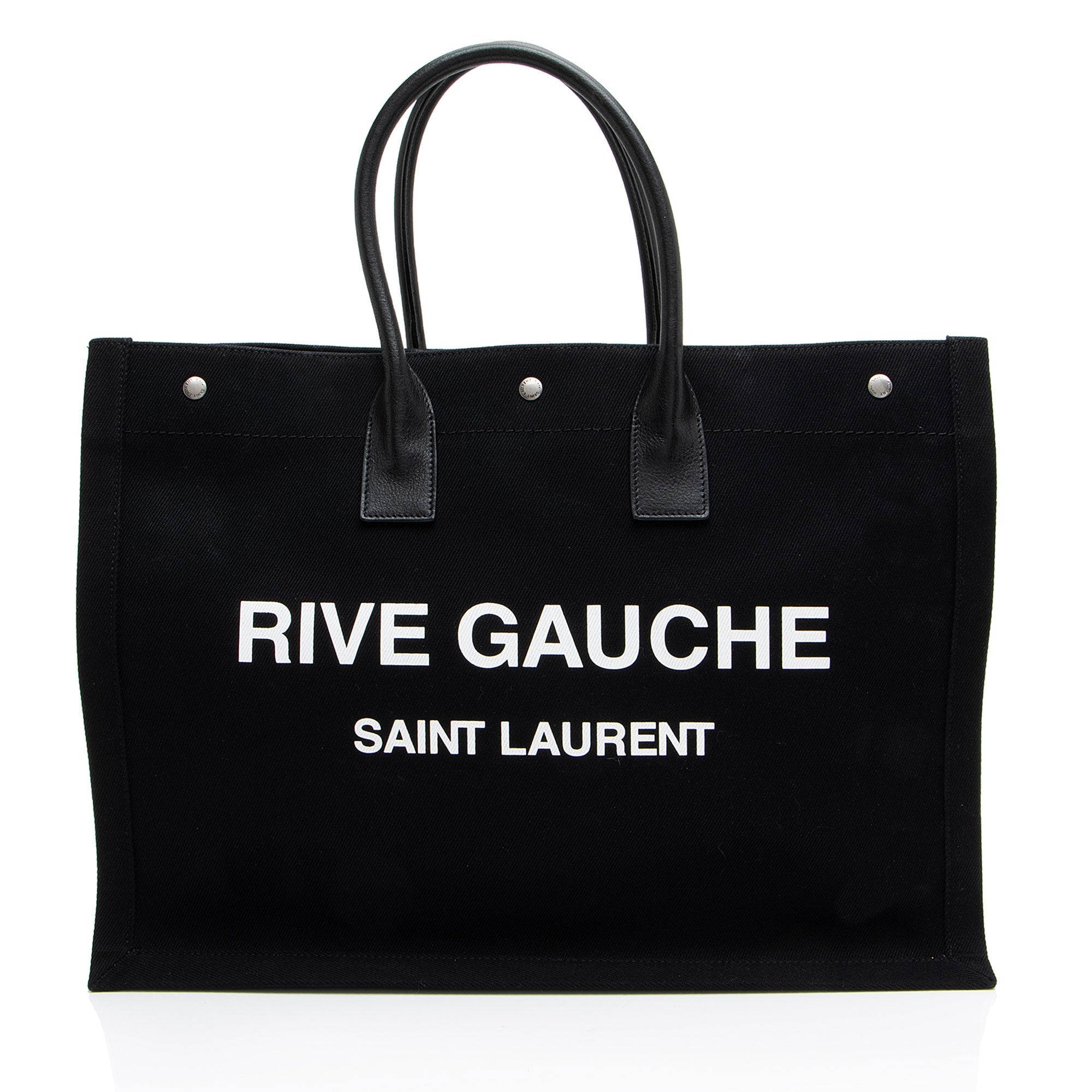 Saint Laurent Canvas Calfskin Rive Gauche Large Tote