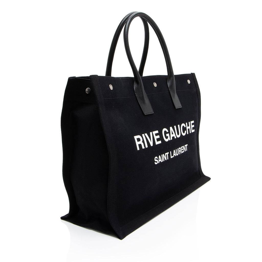 Saint Laurent Canvas Calfskin Rive Gauche Large Tote