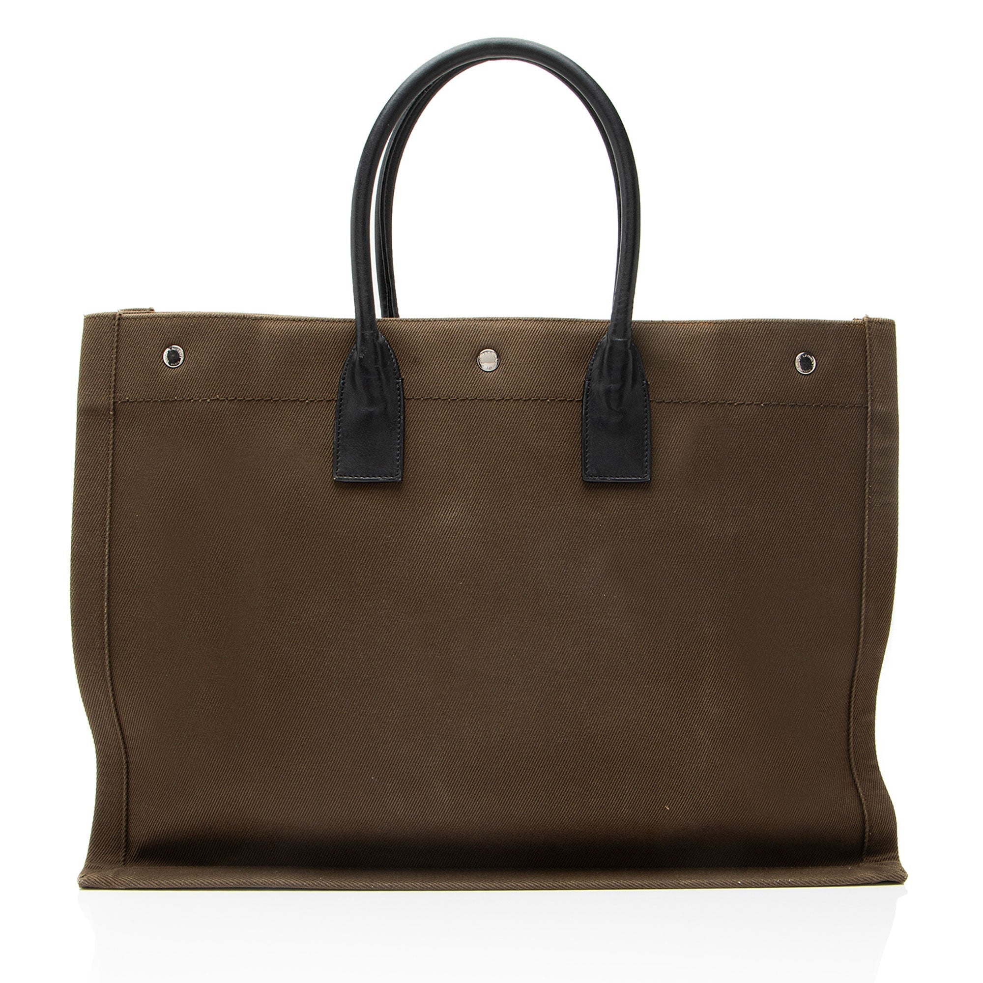 Saint Laurent Canvas Calfskin Rive Gauche Large Tote